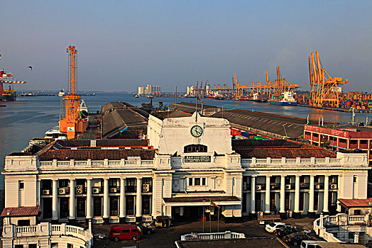 斯里兰卡,科伦坡,港口,权威,建筑