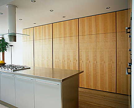 开放式格局,不锈钢,厨房,地面,天花板,柜厨