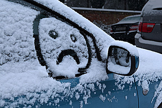 悲伤,脸,雪中,车窗