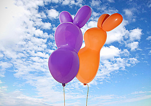 两个,气球,形状,兔子
