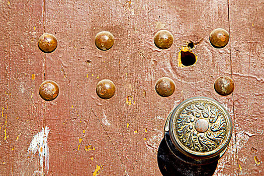摩洛哥,门环,非洲,老,木头,建筑,家,生锈,安全,挂锁