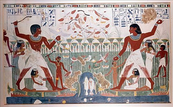 古老,埃及人,猎捕,野禽,投掷,棍,艺术家,未知