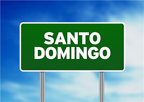 绿色,路标,圣多明各,多米尼加共和国