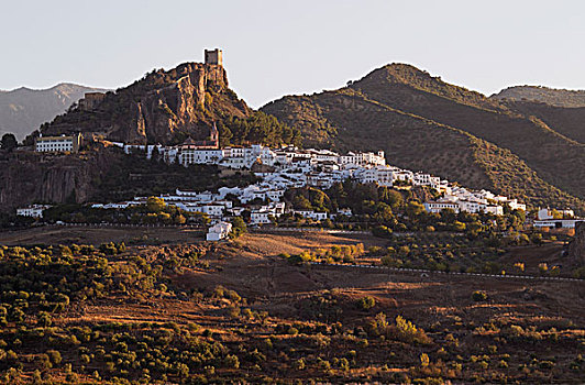 白色,城镇,仰视,摩尔风格,城堡,卡迪兹,安达卢西亚,西班牙,欧洲