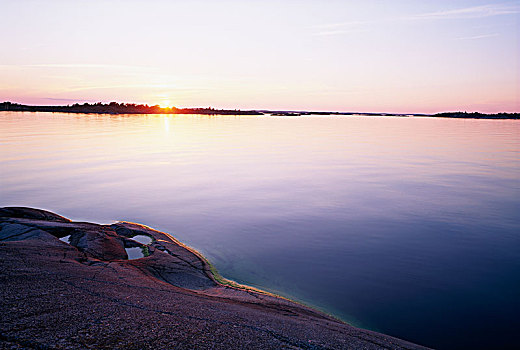 日落,海洋,瑞典