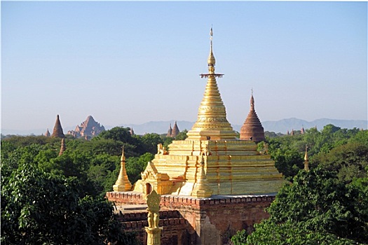 金色,佛教寺庙,蒲甘,缅甸