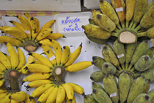 手指糕点,香蕉,绿色,市场货摊,曼谷,泰国