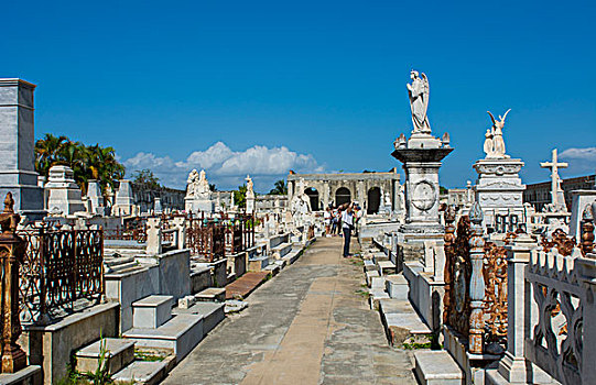 西恩富戈斯,古巴,老,漂亮,墓地,皇后,墓穴,雕塑