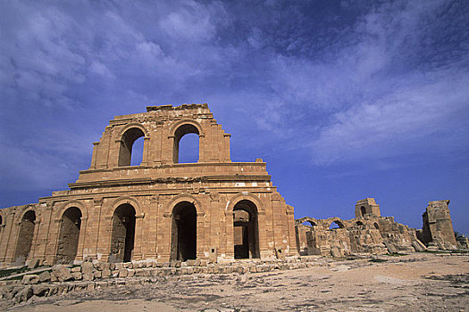 利比亚,靠近,的黎波里,萨布拉塔,罗马,剧院,二世纪,广告
