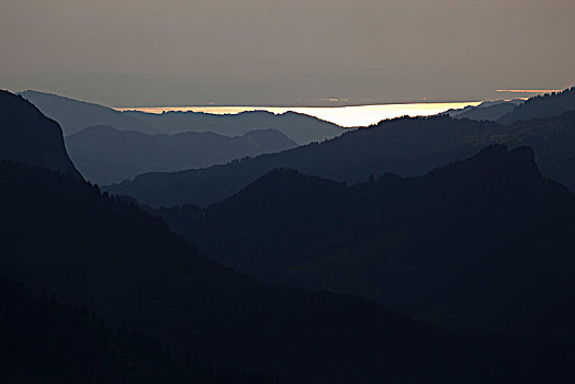 风景,康士坦茨湖,阿尔卑斯山,巴伐利亚,德国