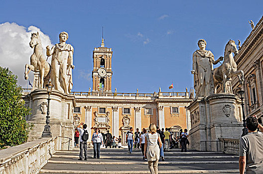楼梯,卡比托山,山,雕塑,双子座,罗马,拉齐奥,意大利,欧洲