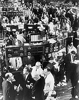 俯拍,多人,股票市场,纽约股票交易所,纽约,美国