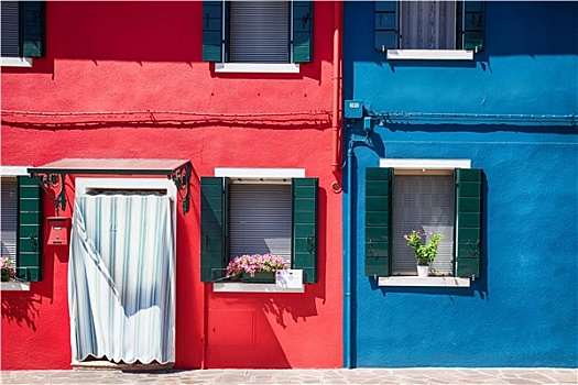 彩色,建筑,布拉诺岛,威尼斯省