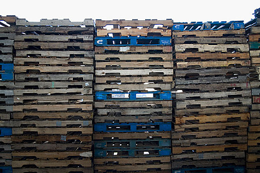 一堆,木质,板条箱