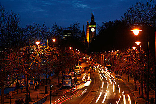 交通,政府建筑,背景,维多利亚,堤,大本钟,议会大厦,威斯敏斯特,伦敦,英格兰