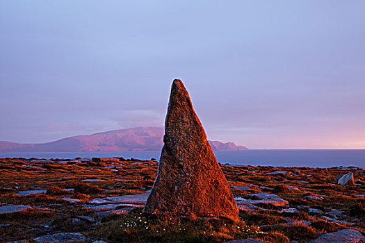 独特,岩石构造,顶峰,靠近,湾,阿基尔岛,背景,梅奥县,爱尔兰
