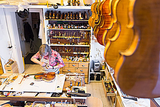 小提琴工匠,制作,小提琴,工作室