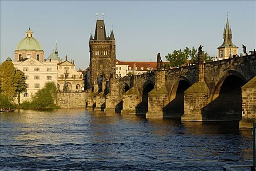 查理大桥,历史,旧城桥塔,布拉格,伏尔塔瓦河,世界遗产,捷克共和国,欧洲