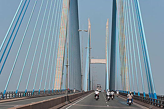 桥,上方,湄公河,越南,东南亚,亚洲