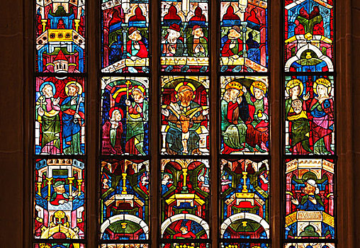 彩色玻璃窗,教堂,坏,山谷,卡林西亚,奥地利,欧洲