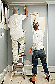 伴侣,上油漆,墙壁