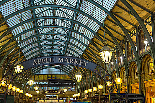 晚间,苹果,市场,遮盖,购物,考文特花园,伦敦,英格兰