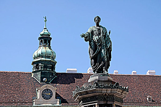 雕塑,屋顶,霍夫堡,皇家,宫殿,维也纳,奥地利,欧洲