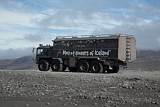 冰岛,大,四轮驱动,卡车,途中,冰河