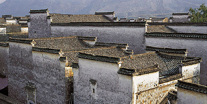 安徽黟县民居群屋顶