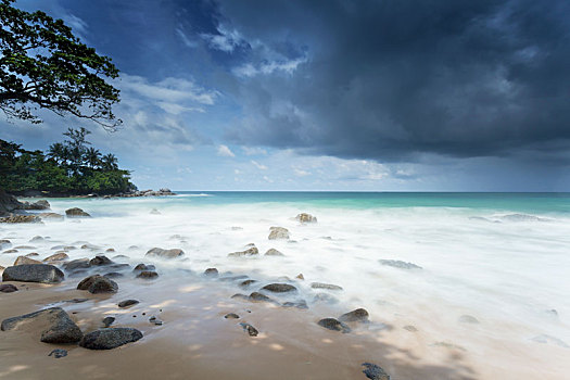 唱,海滩,普吉岛