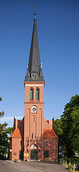 教堂,阿尔贝克海滨,乌瑟多姆岛,梅克伦堡前波莫瑞州,德国,欧洲