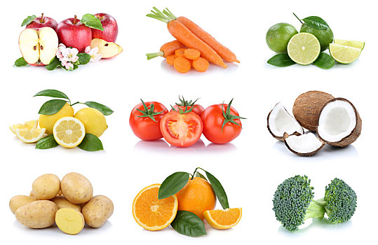 果蔬,水果,收集,苹果,橘子,西红柿,椰子,食物,抠像