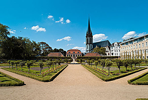 花园,背影,教堂,达姆施塔特,黑森州,德国,欧洲