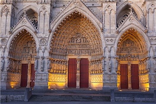 入口,大教堂,亚眠,法国