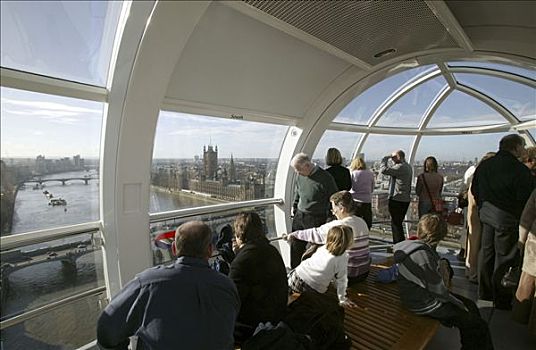 游客,胶囊,千禧之轮,泰晤士河,伦敦,英格兰,英国,欧洲