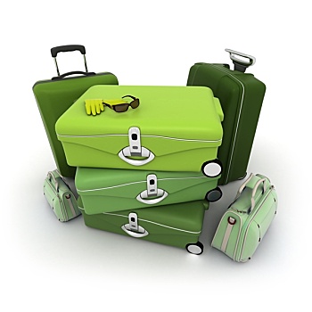 优雅,绿色,行李,工具箱