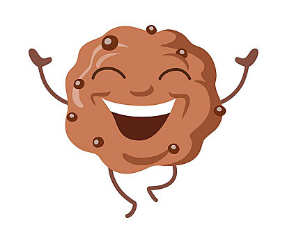 甜食,插画,微笑,巧克力饼干,隔绝,高兴,饼干,闭眼,抬手,褐色,烘制,巧克力块,简单,卡通,风格,矢量