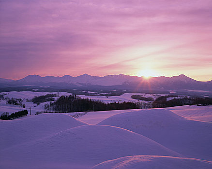 日出,雪景