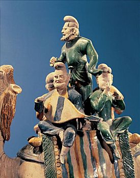中国历史博物馆藏唐代三彩骆驼载乐俑西安南何村出土