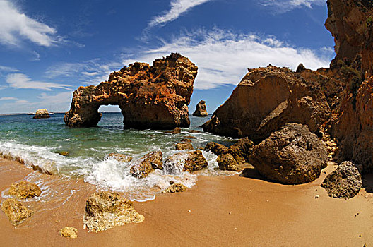 海滩,海浪,石头,拉各斯,葡萄牙,欧洲