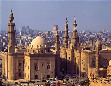 埃及,开罗,清真寺,城市,背景