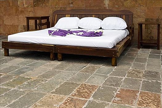 褥垫,上方,木质,床,坎昆,墨西哥