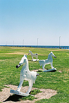 白色,城市艺术,马,雕塑,公园