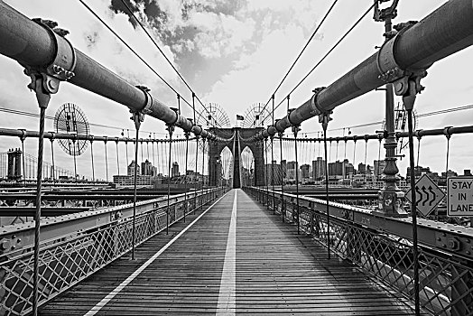风景,布鲁克林大桥,人行道,纽约,美国