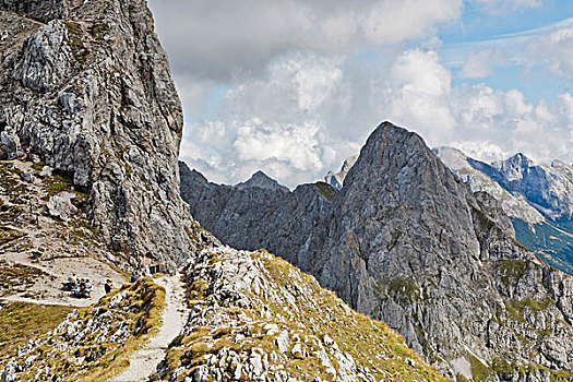 徒步旅行,山峦,阿尔卑斯山,巴伐利亚,德国,欧洲