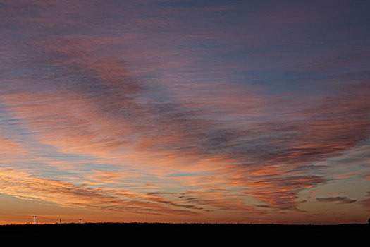 云,橙色天空,日出,艾伯塔省,加拿大