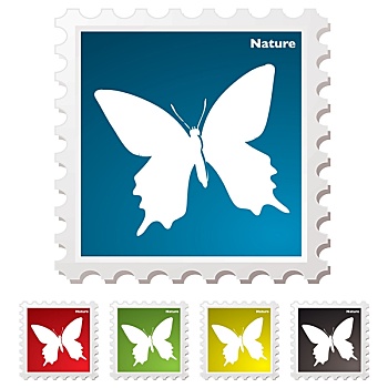 自然,蝴蝶,邮票