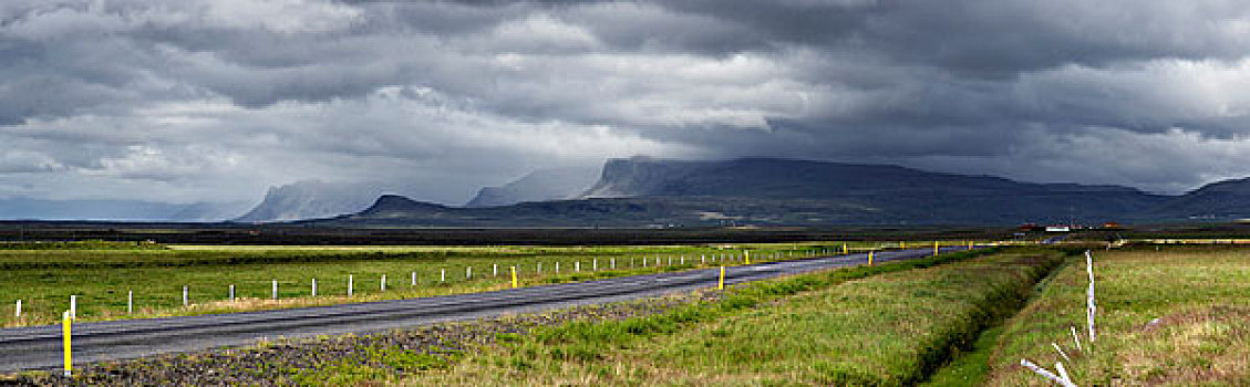 道路,山,阴天,斯奈山半岛,韦斯特兰德,冰岛
