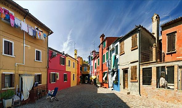 全景,城市,多彩,涂绘,房子,布拉诺岛,威尼斯,意大利,欧洲