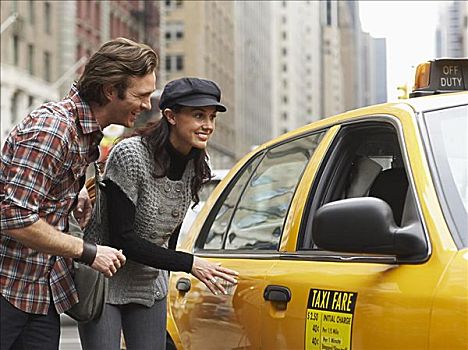 伴侣,打车,出租车,纽约,美国
